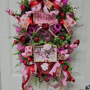 Valentine's Day Wreath with Red and Pink Accents